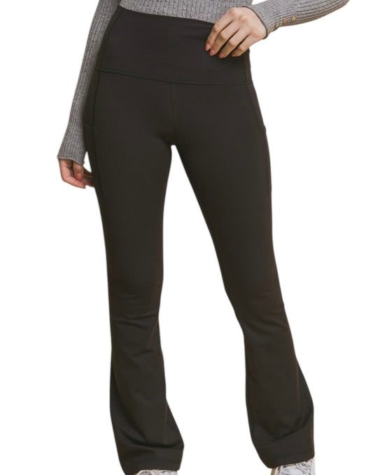 Black High Waisted Flared Leggings